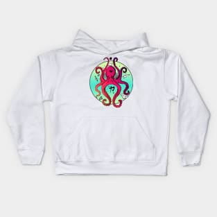 Blue Red Blend Brown Octopus Kids Hoodie